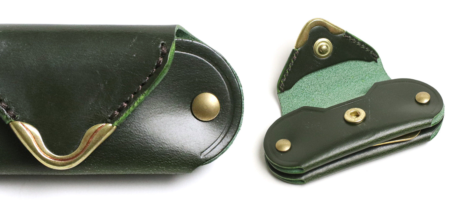 CRAMP / 池之端銀革店 フロント金具がアクセント。真鍮シューホーン付きミニコインケース