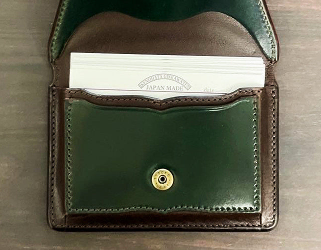 Dual / Ikenohata Ginzaten "Leather Diamond" Made by Horween, USA Business card holder made of the finest shell cordovan and Italian leather 
