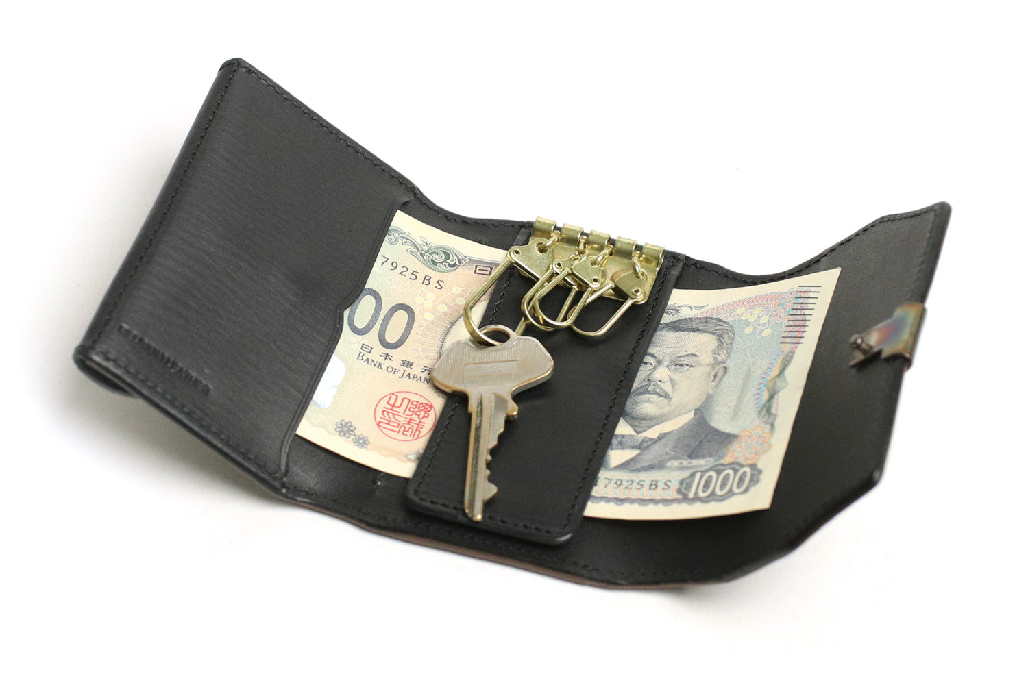 Dual / 池之端銀革店 透明感のあるツヤが現れるサドルプルアップレザー 多機能キーケース