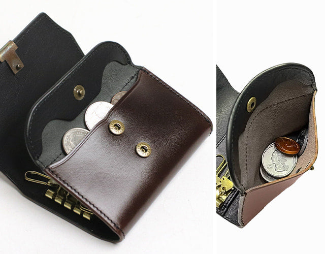 Dual / 池之端銀革店 透明感のあるツヤが現れるサドルプルアップレザー 多機能キーケース