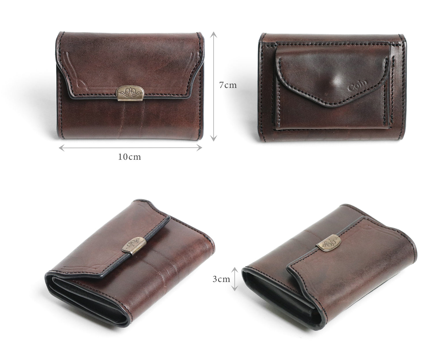 Dual / Ikenohata Ginkakuten A compact wallet the size of a card case made from the finest saddle leather from a long-established British tanner