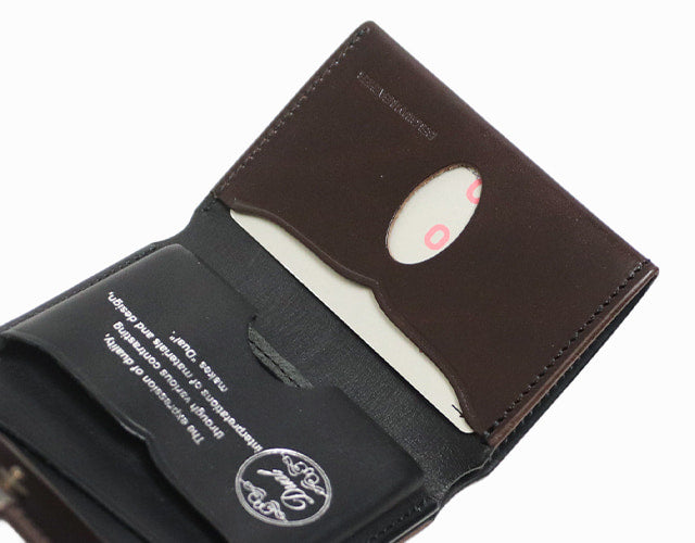 Dual / Ikenohata Ginkakuten A compact wallet the size of a card case made of saddle pull-up leather with a transparent sheen 