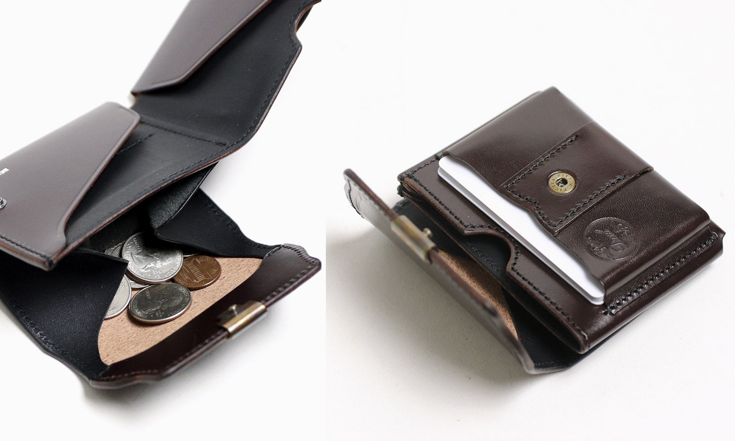 Dual / 池之端銀革店 透明感のあるツヤが現れるサドルプルアップレザー ギャルソンコンパクトウォレット