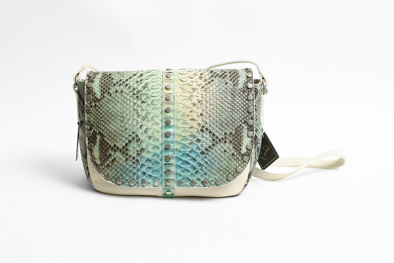 GHIBLI One-of-a-kind Made in Italy Imported Beautiful Python x Cowhide Combination Shoulder Bag 