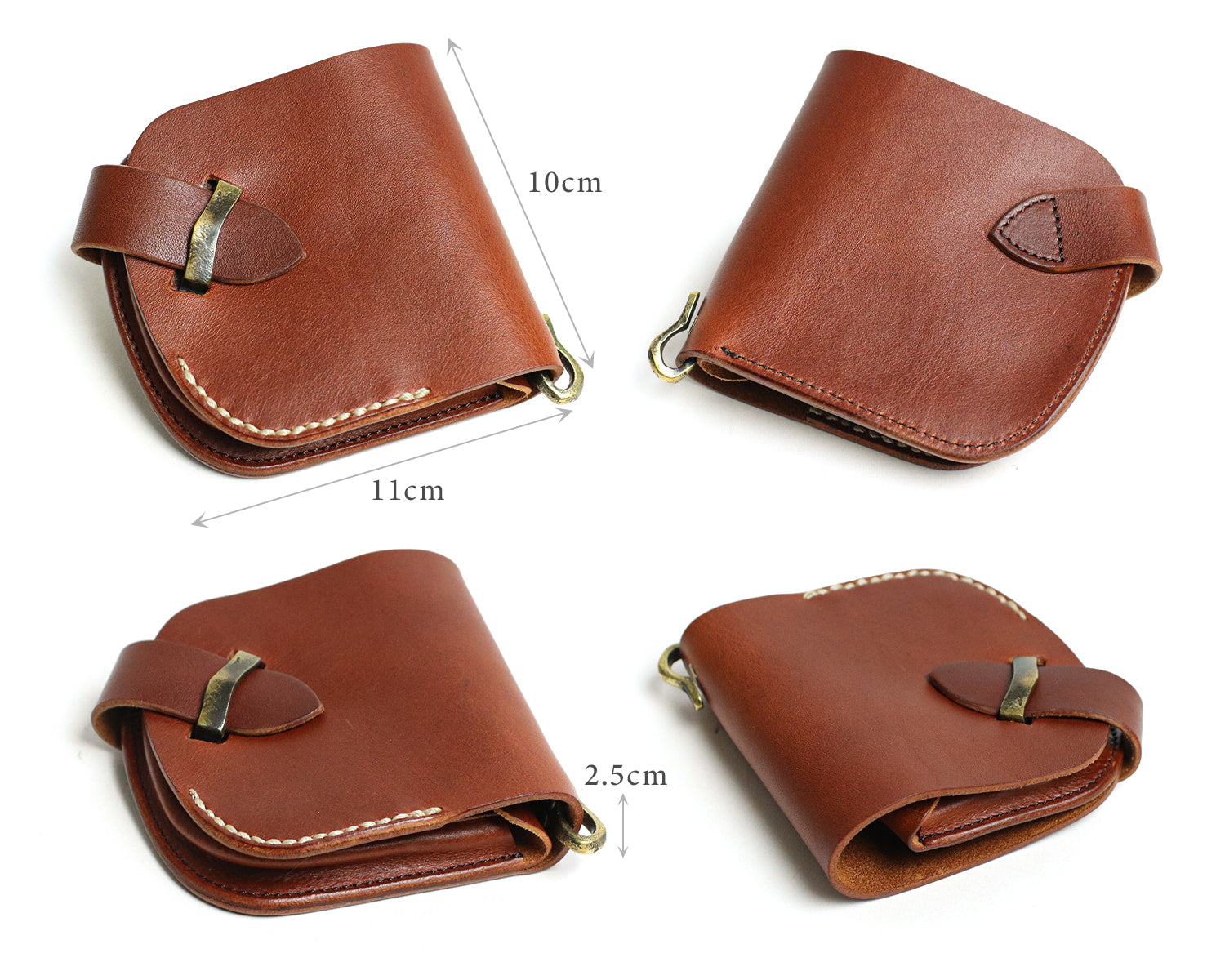 Haru / Ikenohata Ginkakuten Original brass swivel. Vintage Italian leather bi-fold wallet with money clip 