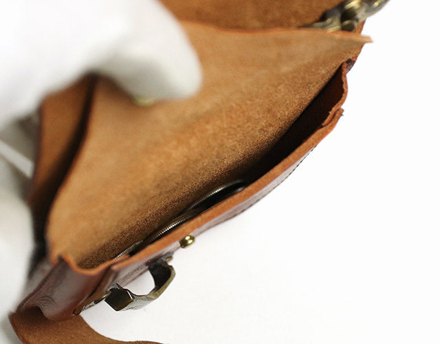 Haru / Ikenohata Ginkakuten Original brass swivel. Vintage Italian leather bi-fold wallet with money clip 