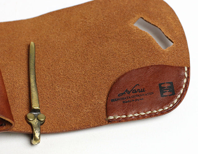 Haru / Ikenohata Ginkakuten Original brass swivel. Vintage Italian leather bi-fold wallet with money clip 