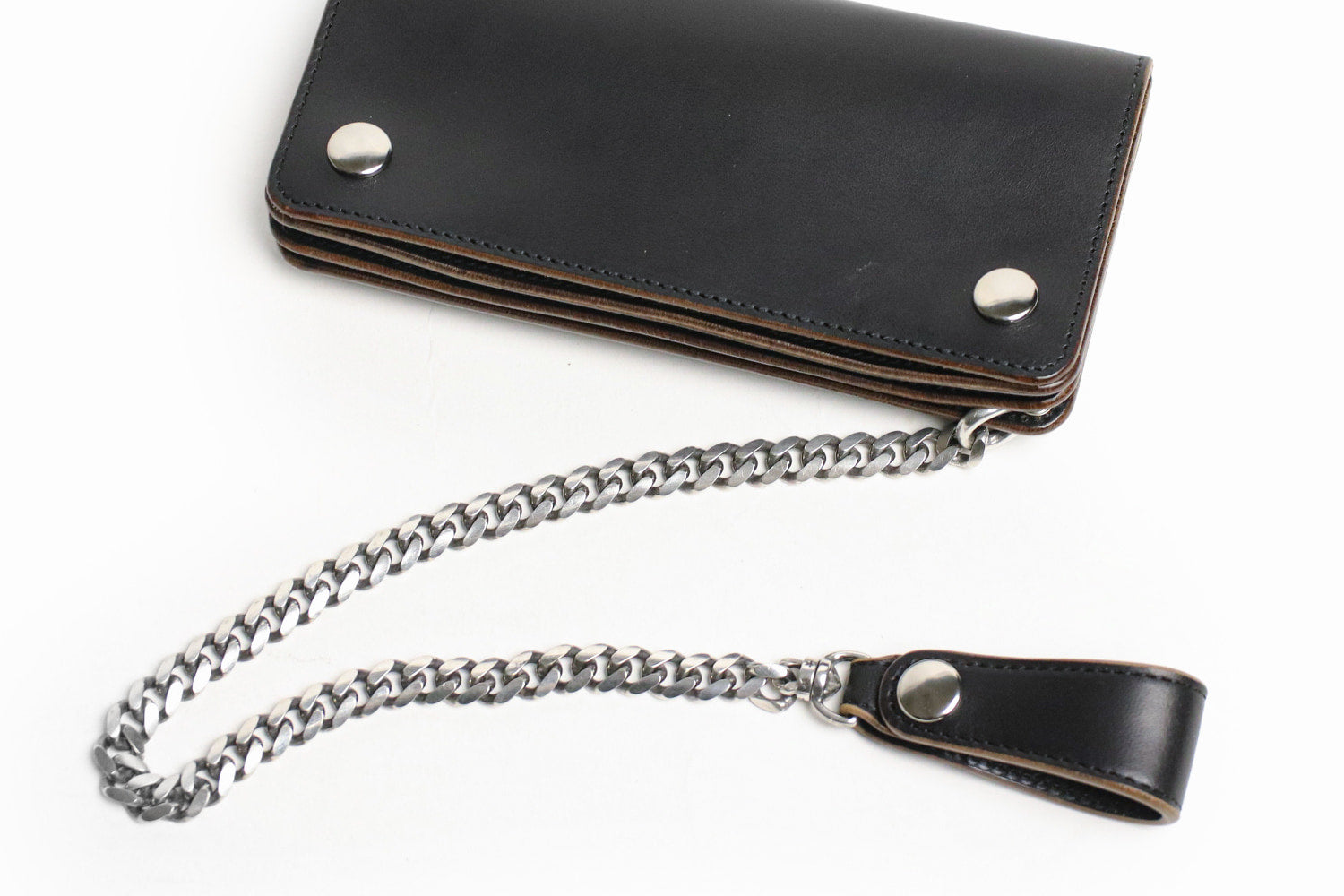 INCEPTION / HORSE BUTT LEATHER BRASS CHAIN (SILVER PLATING)