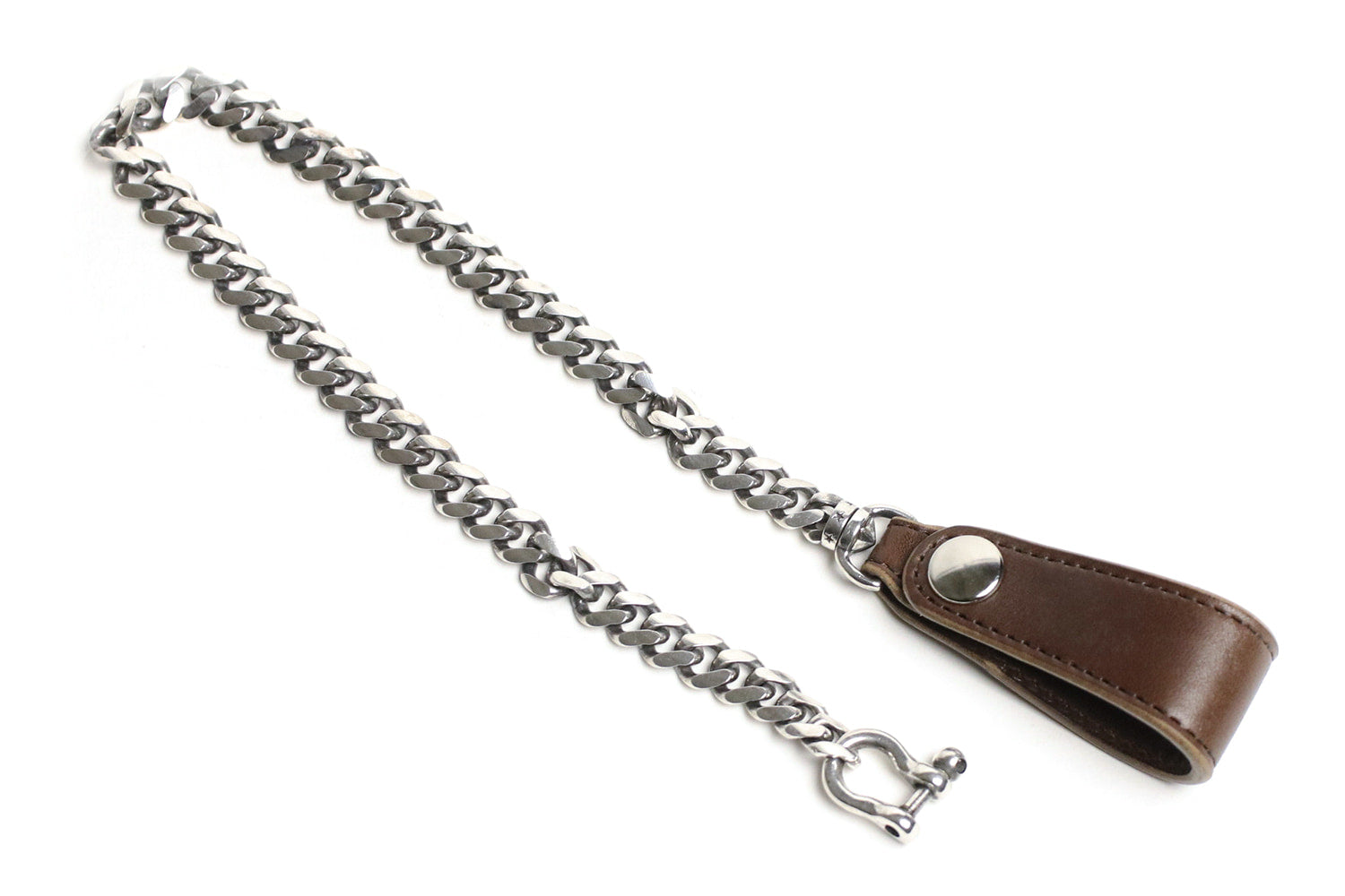 INCEPTION / HORSE BUTT LEATHER BRASS CHAIN ​​(SILVER PLATING)
