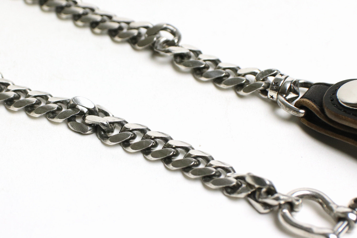 INCEPTION / HORSE BUTT LEATHER BRASS CHAIN (SILVER PLATING)