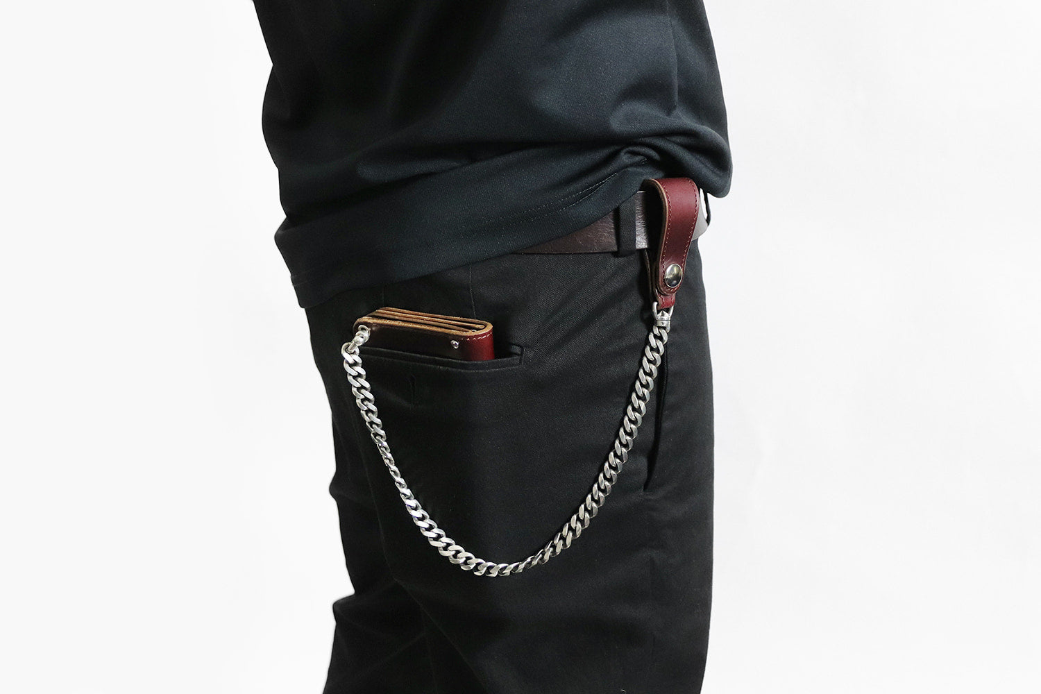 INCEPTION / Chromexcel LEATHER BRASS CHAIN SILVER PLATING