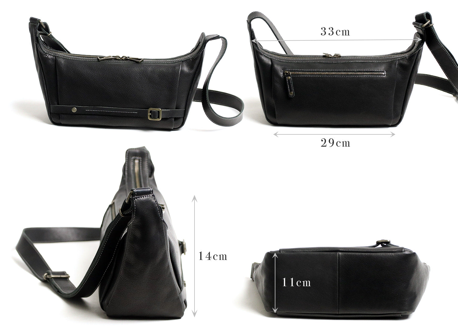 JYO ARVINISTA APRICA: Boldly designed shoulder bag made of soft, high-quality Japanese cowhide with belt details