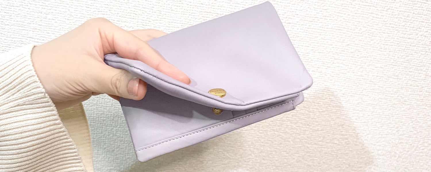 Neutral Gray Husky New color available Soft horse leather bi-fold wallet clutch that fits comfortably in your hand Made in Japan 
