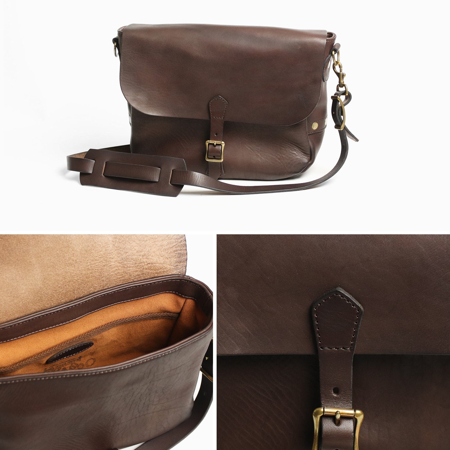 vasco / LEATHER POSTMAN SHOULDER BAG -MEDIUM (PLANE)