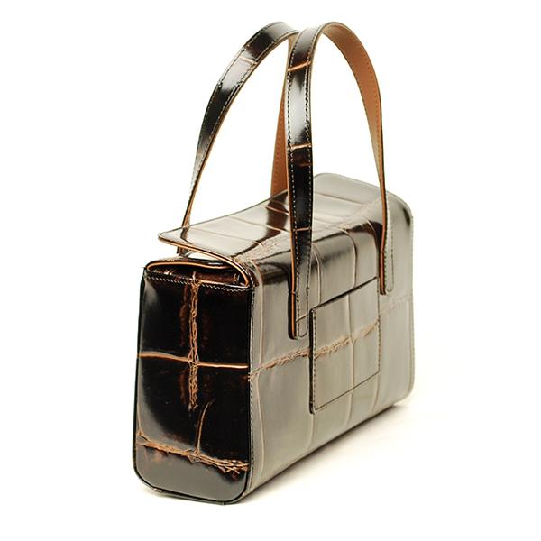 REALMIND / PRIMA Gorgeous large crocodile embossed leather box-shaped handbag 
