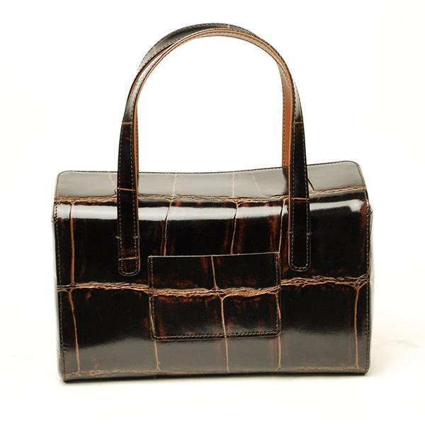 REALMIND / PRIMA Gorgeous large crocodile embossed leather box-shaped handbag 