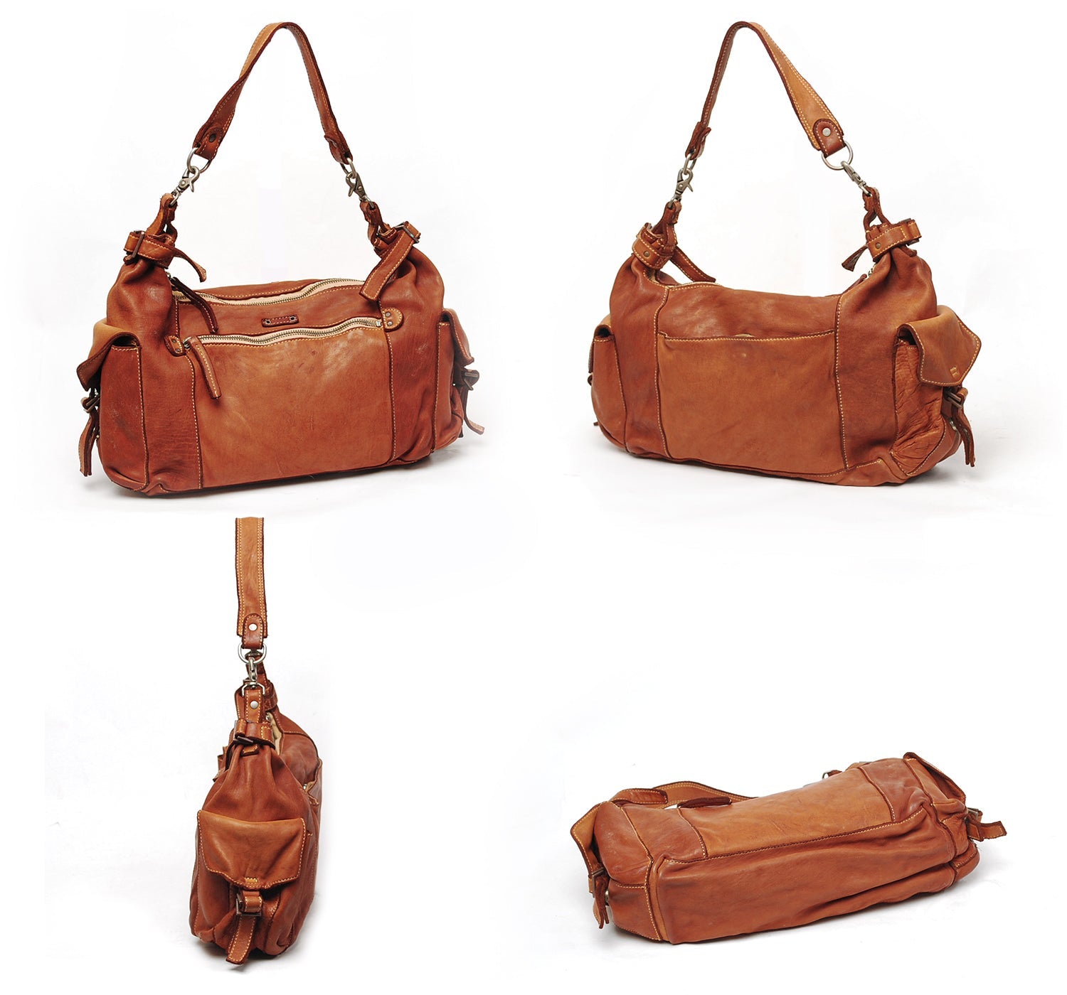 REALMIND / FORO A unique texture. A 2-way bag made of soft and light high-quality horse-tanned leather.