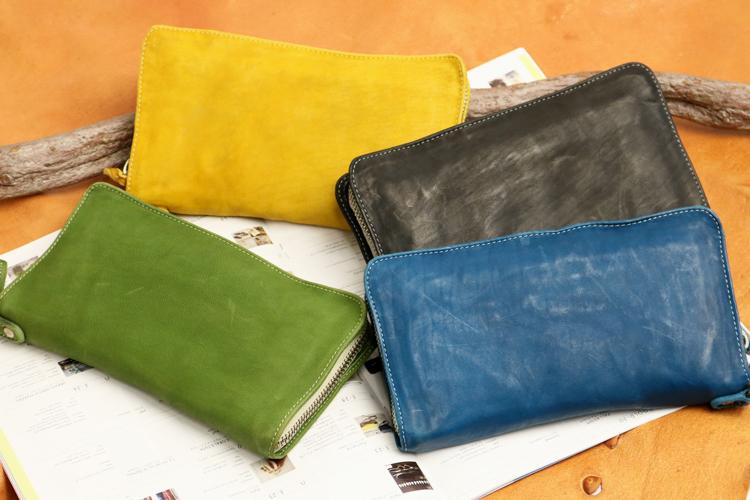 REALMIND / FORO A unique texture. Soft and lightweight high-quality piece-dyed horse tan leather long wallet