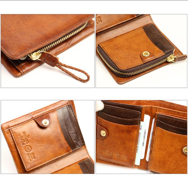 la GALLERIA / Arrosto Antique color middle wallet with uneven dyeing and shadow finish
