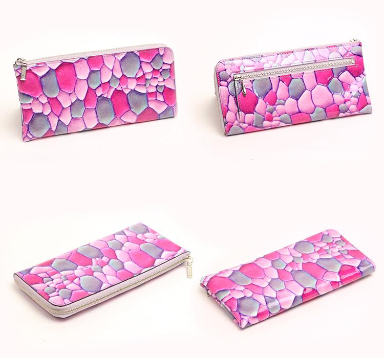 FU-SI FERNALLE / BAGILIO collection Beautiful colors that attract attention Beautiful enameled Italian leather L zipper long wallet