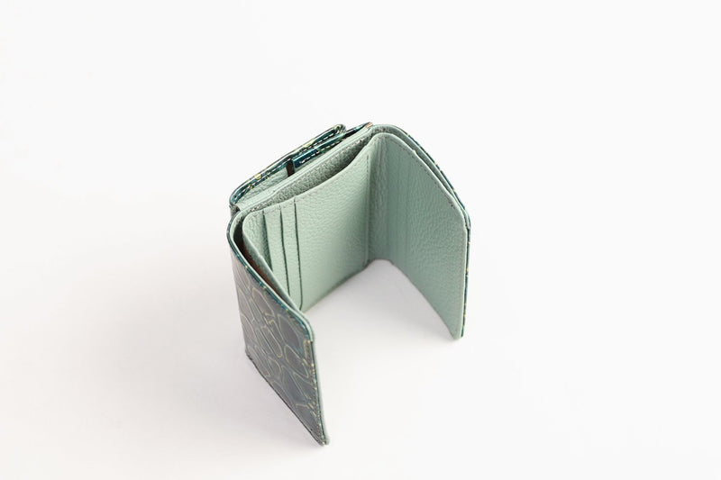 FU-SI FERNALLE / ジュノンコレクション パンジーの色彩が美しいイタリア製牛革 コンパクト三つ折り財布