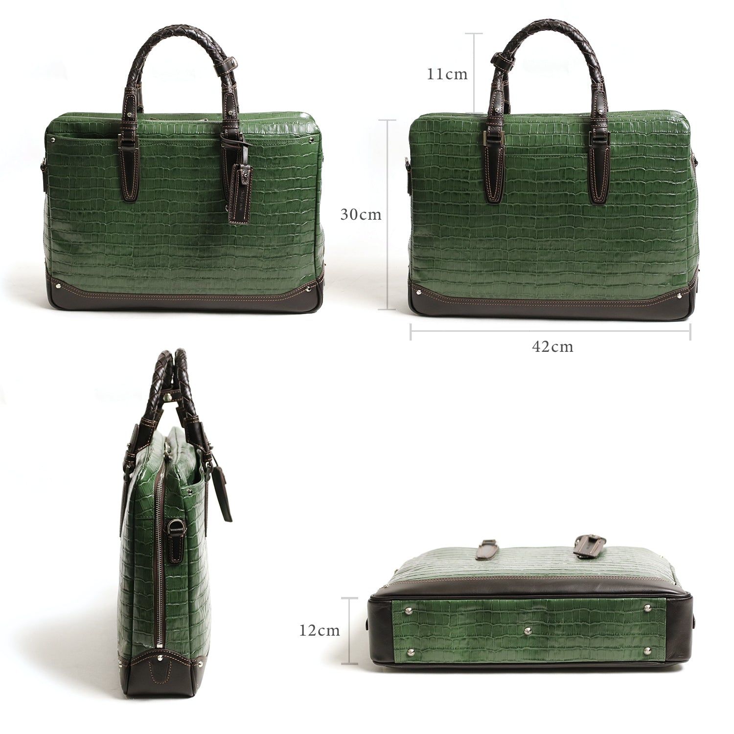 Kiefer neu / amore Luxurious crocodile-embossed leather briefcase 