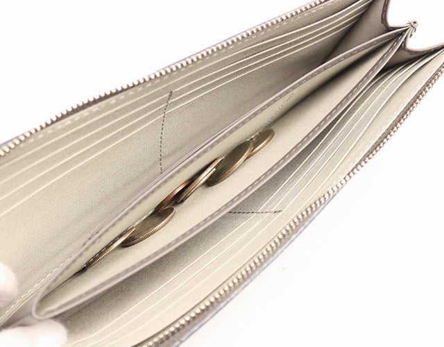 Neutral Gray Beautiful glossy enamel nuance color L-shaped zipper wallet