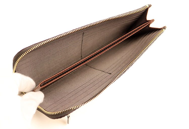 Neutral Gray  NP061 デイジーの型押しを施した美しいLファスナー長財布