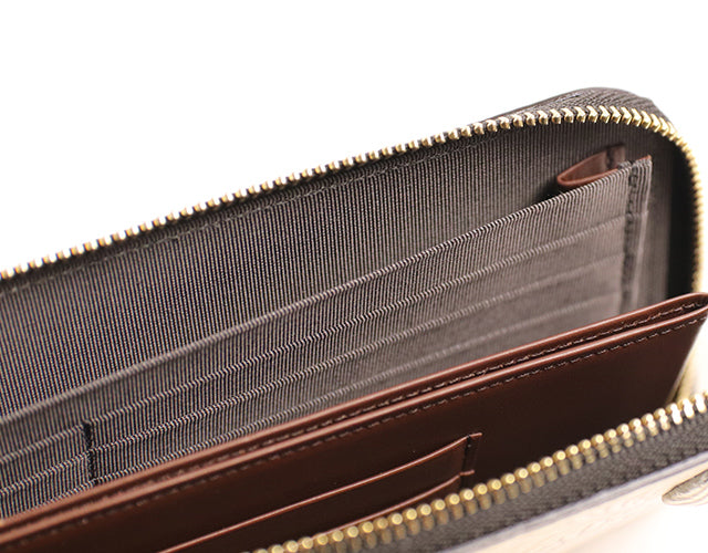 Neutral Gray  NP061 デイジーの型押しを施した美しいLファスナー長財布