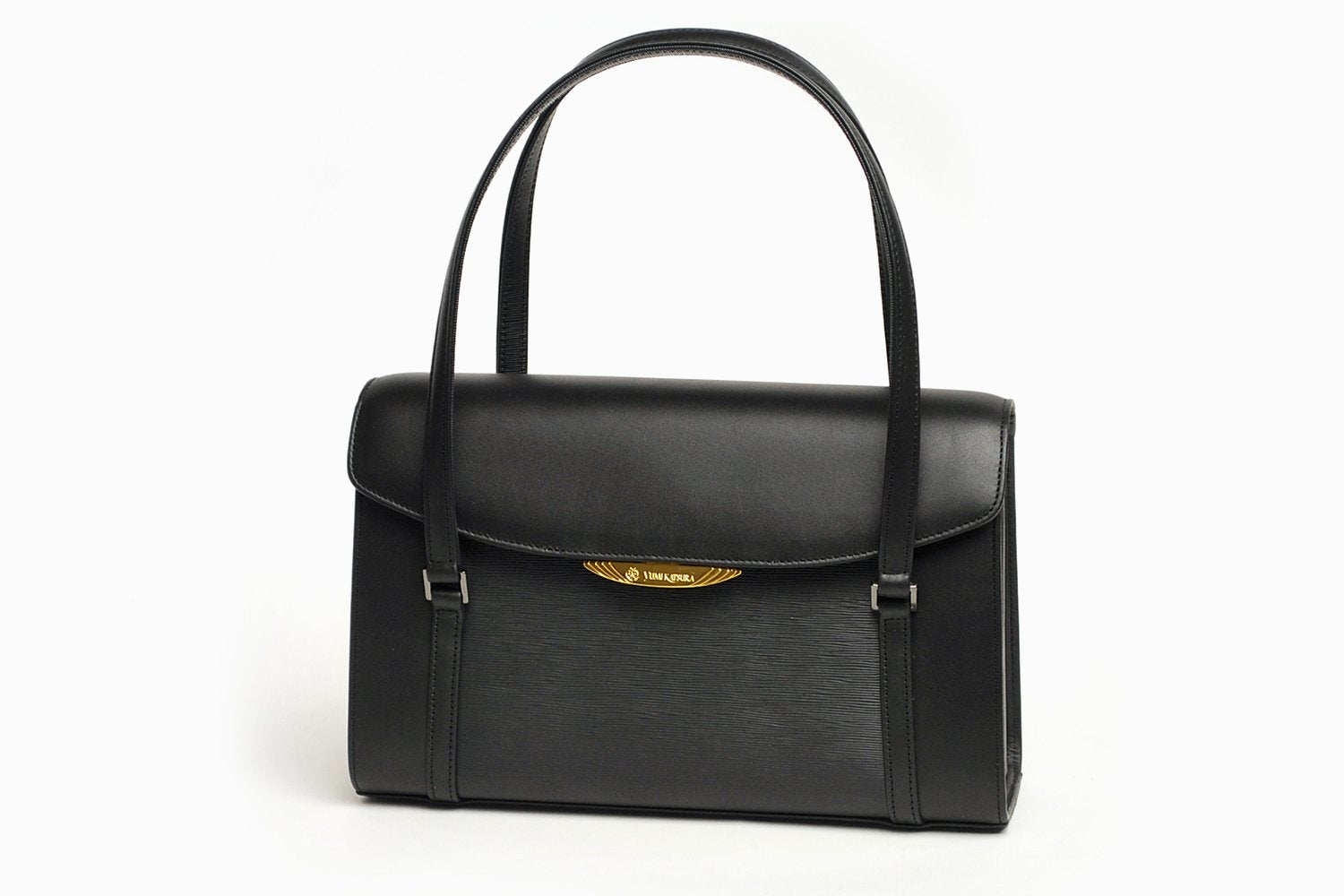 YUMI KATSURA Produced by Switching the metal fittings according to the scene Elegant black formal bag made of cowhide leather M